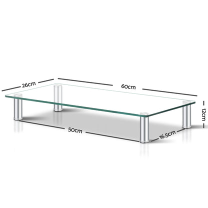 Artiss Monitor Stand Riser with Height Adjustable Computer Laptop Printer Screen Glass Display Shelf TV-MOUN-TAB-S05-TP