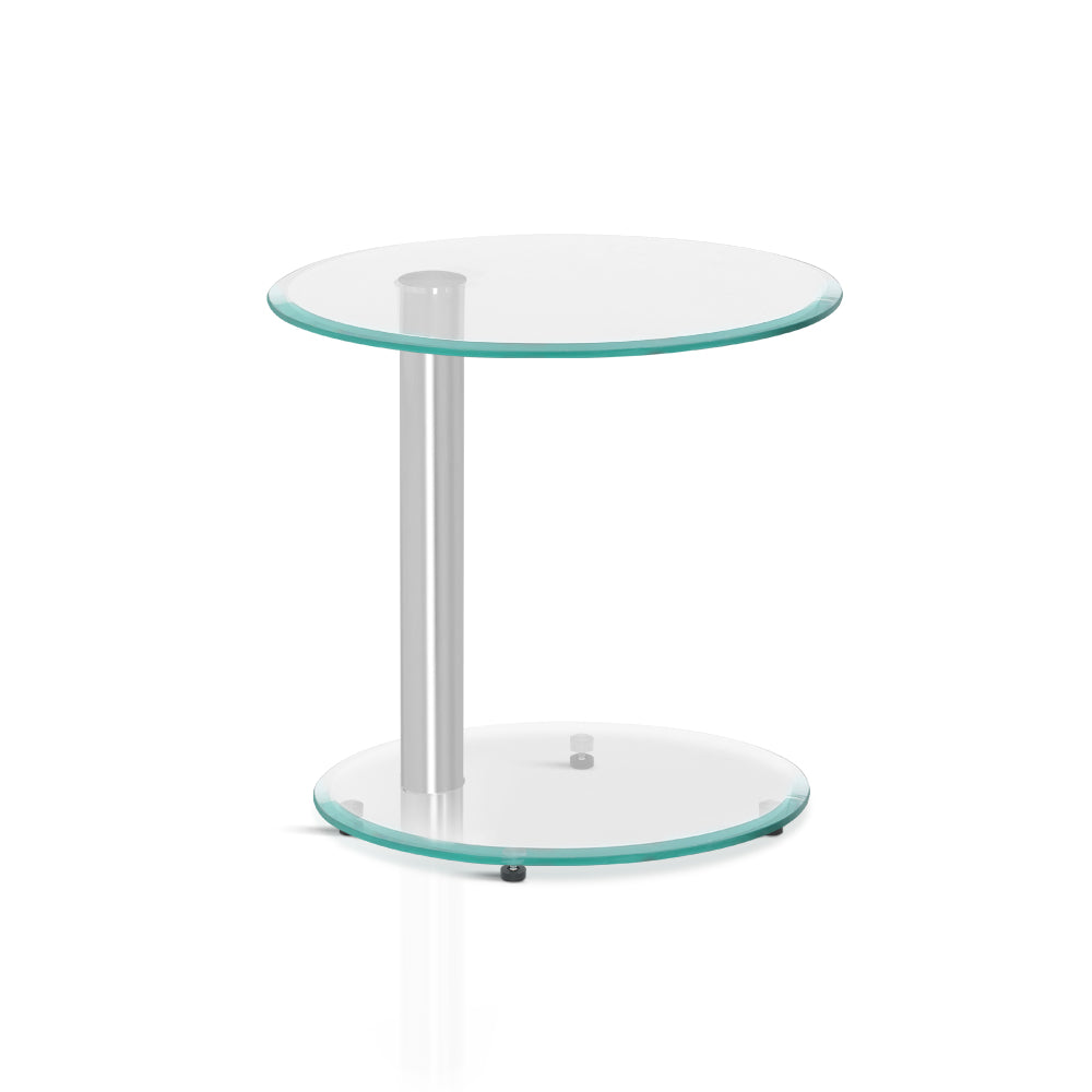 Artiss Coffee Table Oval Tempered Glass Side End Beside Tables Cafe 45cm TV-MOUN-TAB-T01-TP