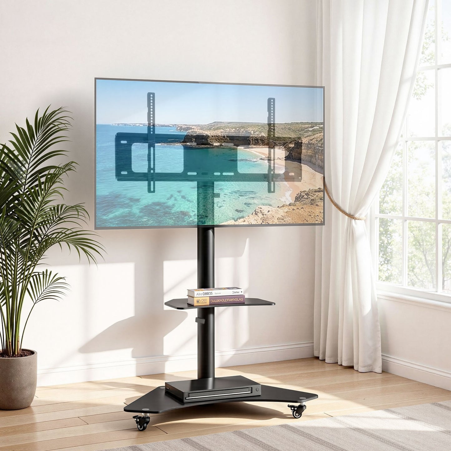 Artiss 40-100" TV Stand Mount Bracket Universal Adjustable Height with Wheels TV-MOUN-W04-100-BK