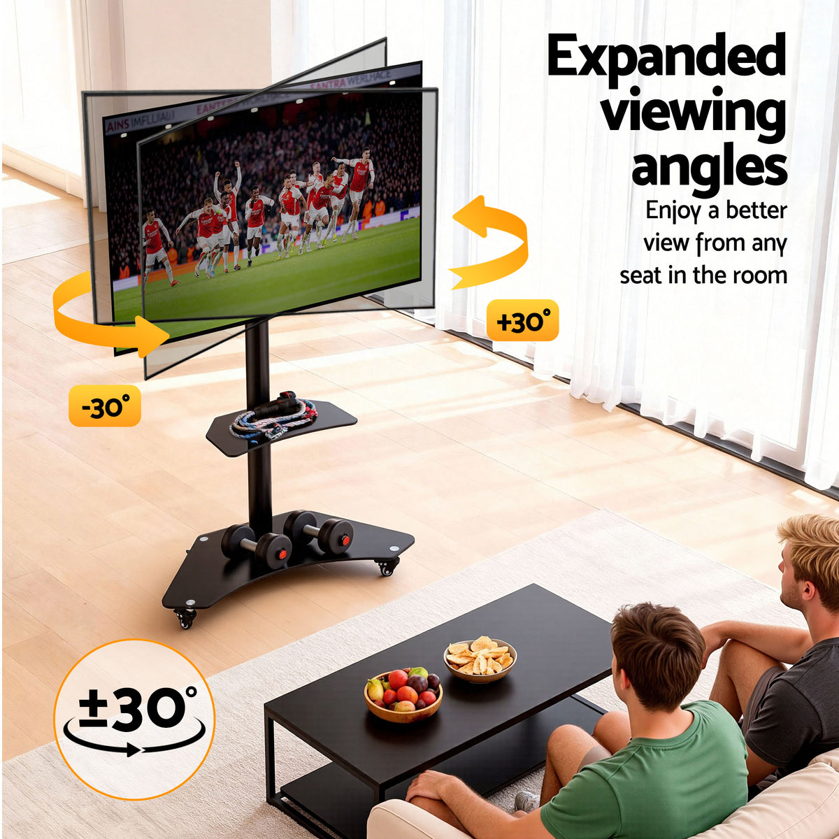 Artiss 40-100" TV Stand Mount Bracket Universal Adjustable Height with Wheels TV-MOUN-W04-100-BK