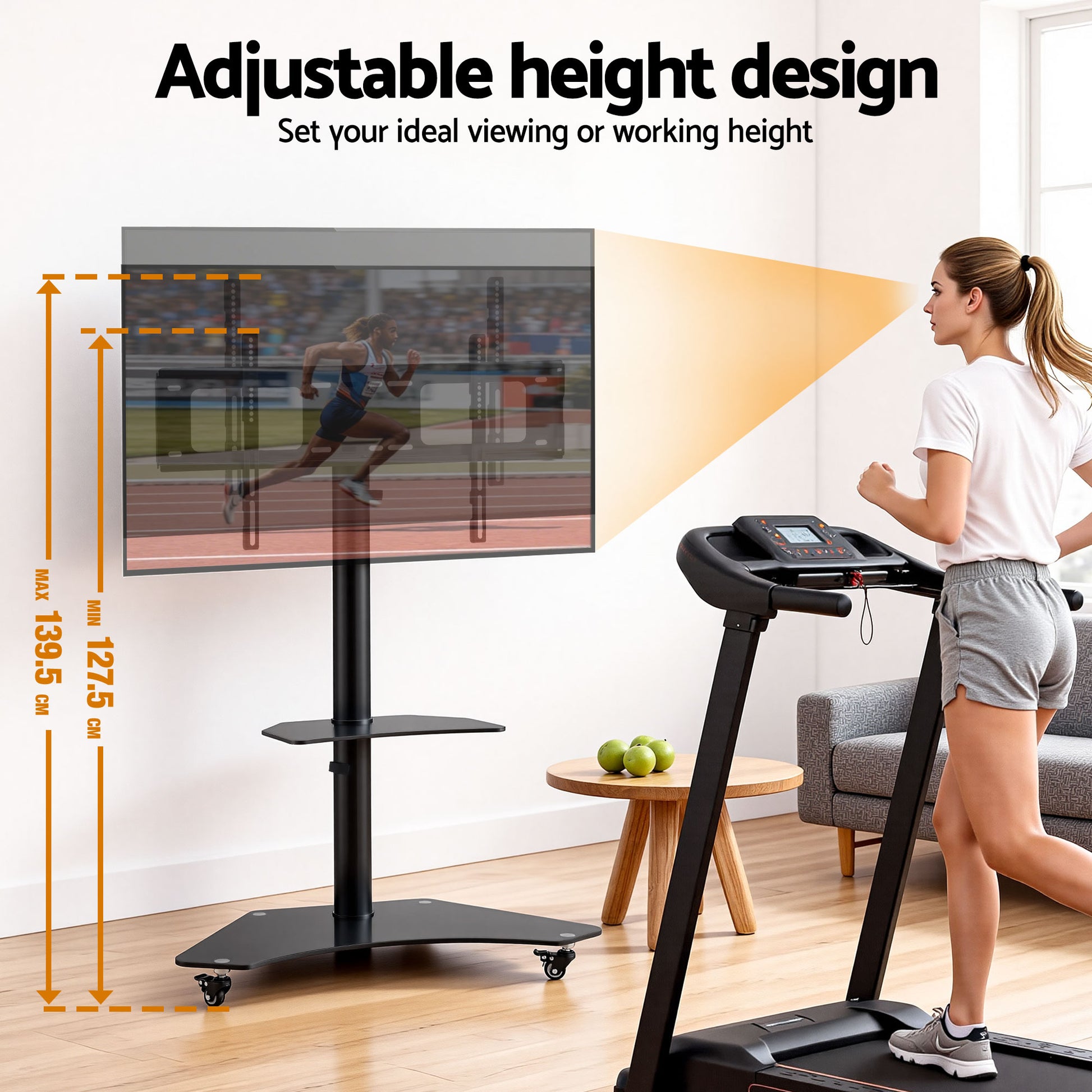 Artiss 40-100" TV Stand Mount Bracket Universal Adjustable Height with Wheels TV-MOUN-W04-100-BK