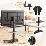 Artiss 40-100" TV Stand Mount Bracket Universal Adjustable Height with Wheels TV-MOUN-W04-100-BK