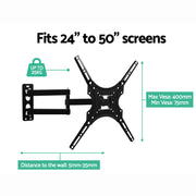 Artiss TV Wall Mount Bracket for 24"-50" LED LCD TVs Full Motion Strong Arms TV-MOUN-WALL-117-BK