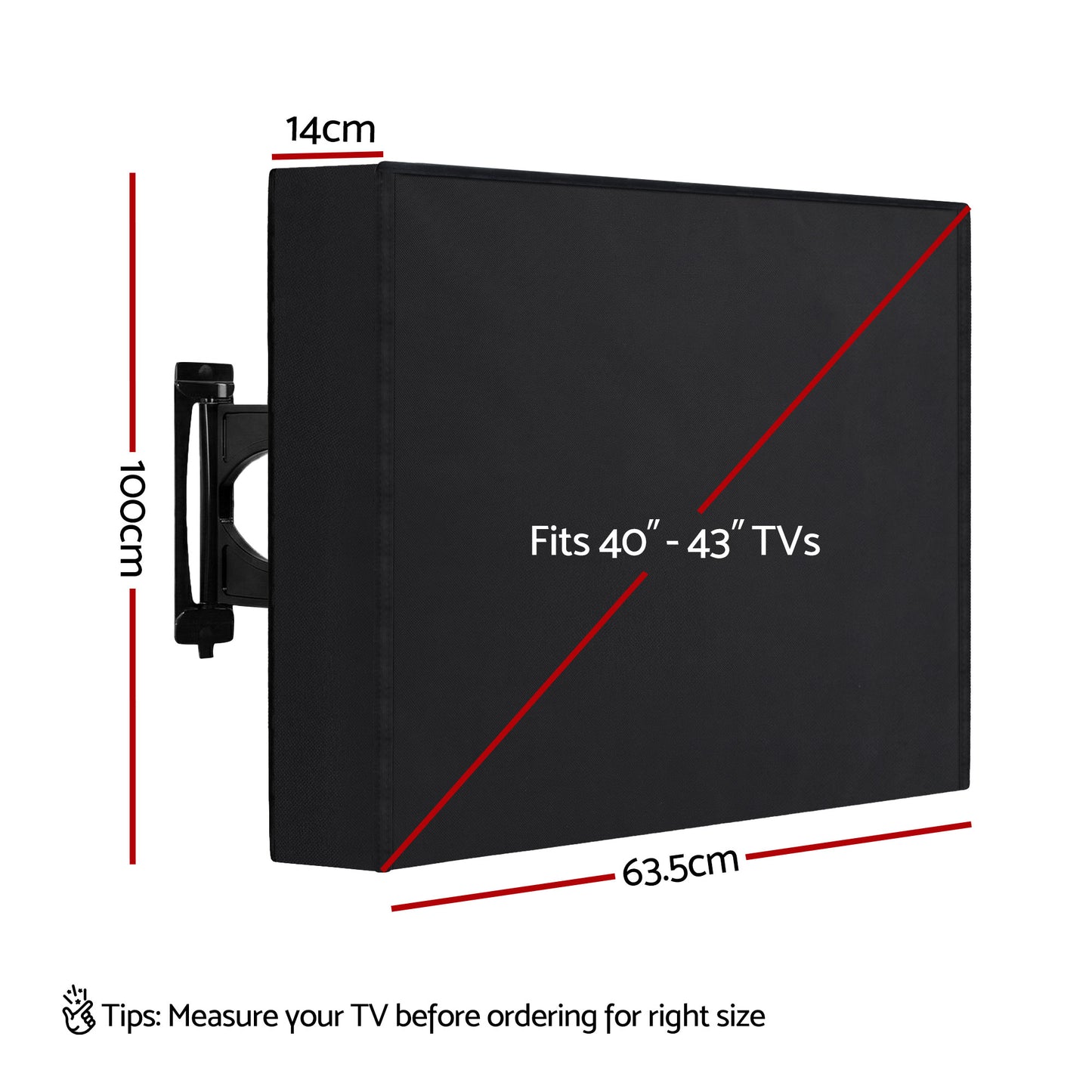 Artiss 40-43 Inch TV Cover Waterproof Outdoor Patio Flat Television Protector TVC-43-BK