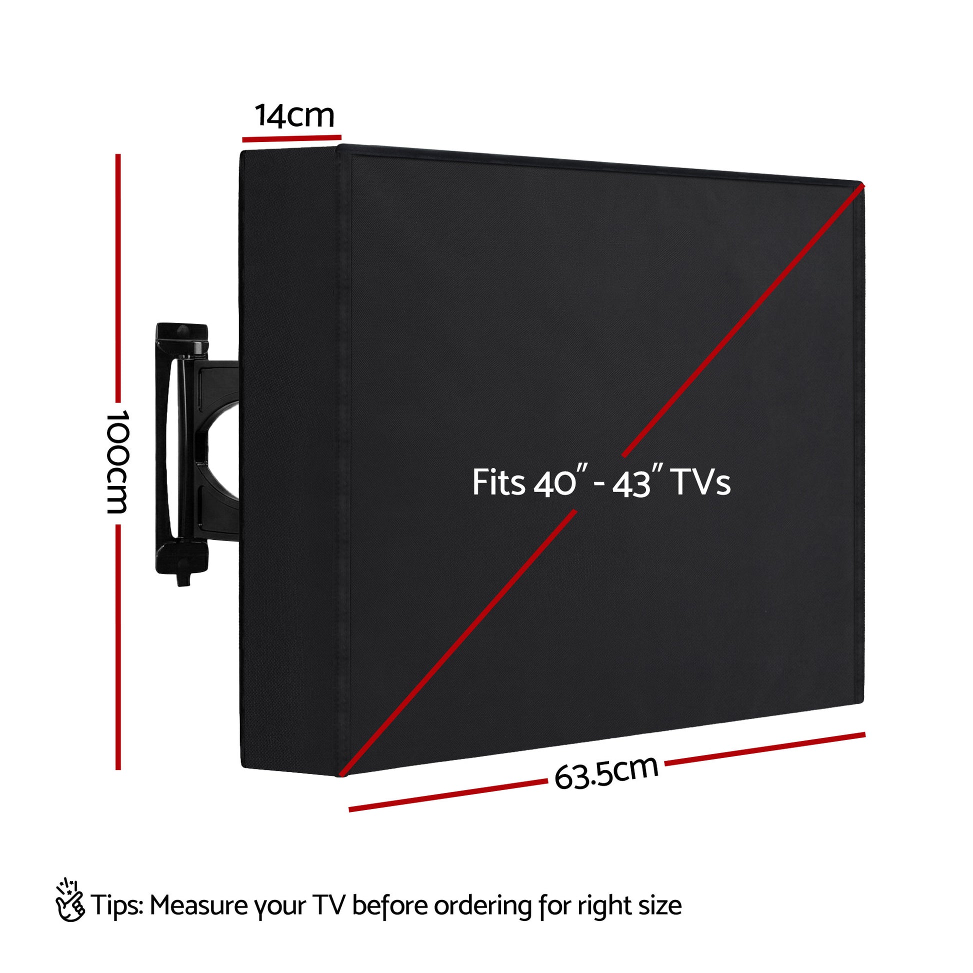 Artiss 40-43 Inch TV Cover Waterproof Outdoor Patio Flat Television Protector TVC-43-BK
