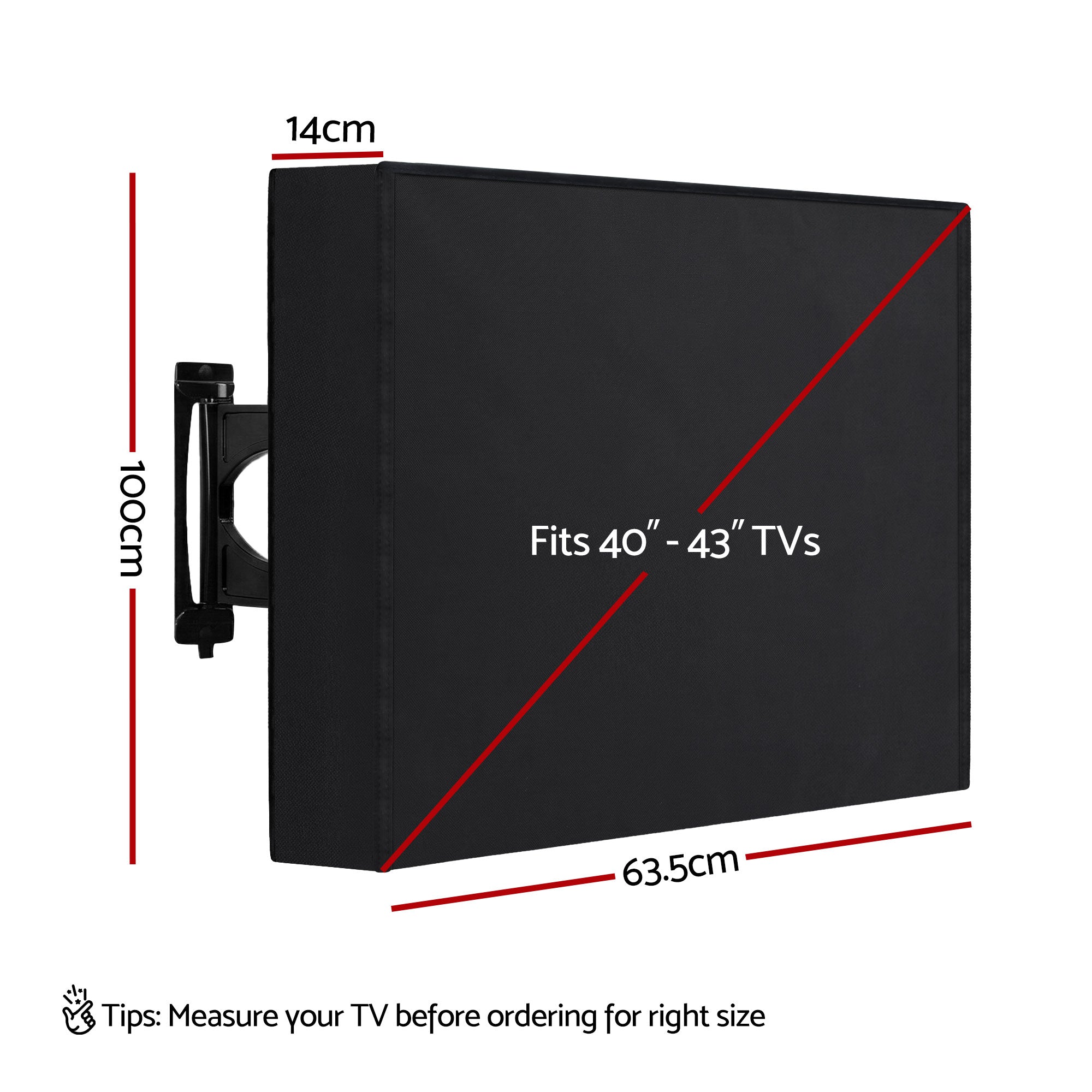 Artiss 40-43 Inch TV Cover Waterproof Outdoor Patio Flat Television Protector TVC-43-BK