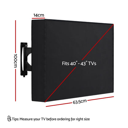 Artiss 40-43 Inch TV Cover Waterproof Outdoor Patio Flat Television Protector TVC-43-BK