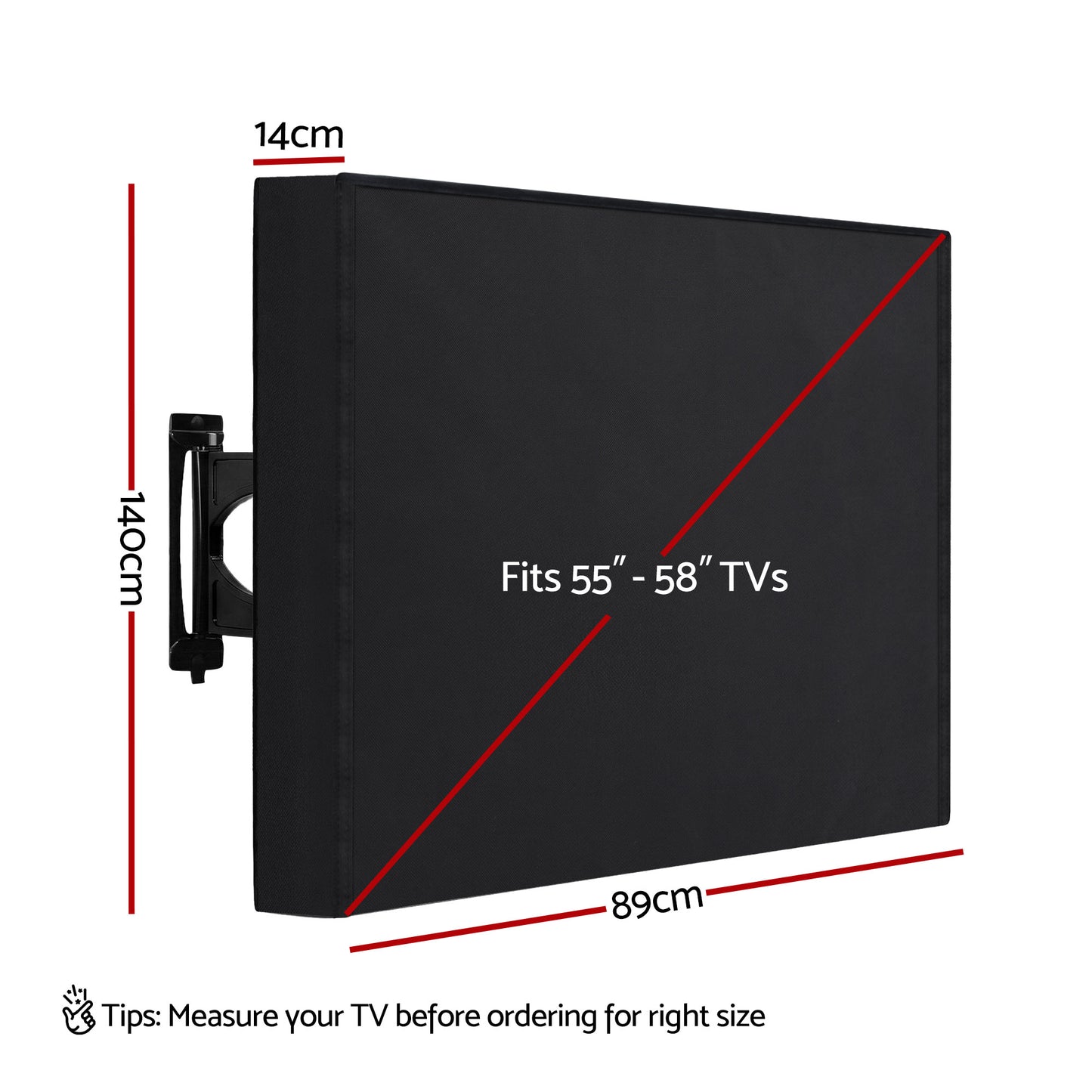 Artiss 55-58 Inch TV Cover Waterproof Outdoor Patio Flat Television Protector TVC-58-BK