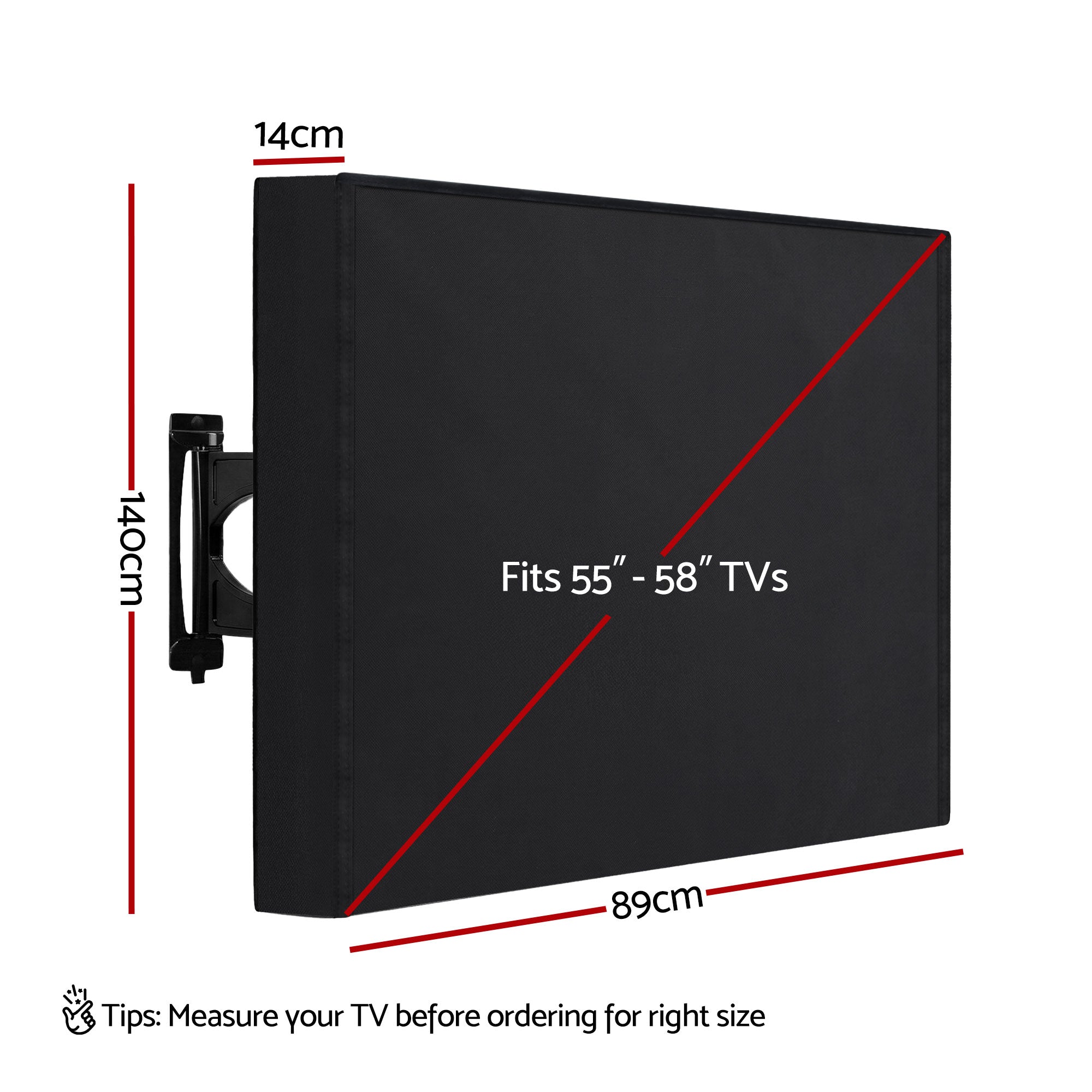 Artiss 55-58 Inch TV Cover Waterproof Outdoor Patio Flat Television Protector TVC-58-BK