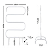 Devanti Heated Towel Rail Freestanding Wall Mounted S-Shape Electric Warmer Rack TW-C-102S-SS