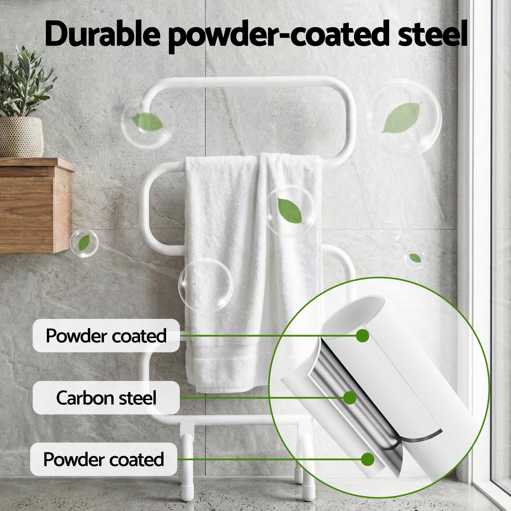 Devanti Heated Towel Rail Freestanding Wall Mounted S-Shape Electric Warmer Rack TW-C-102S-SS