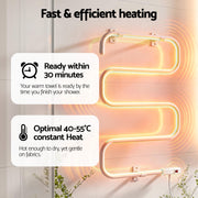 Devanti Heated Towel Rail Freestanding Wall Mounted S-Shape Electric Warmer Rack TW-C-102S-SS