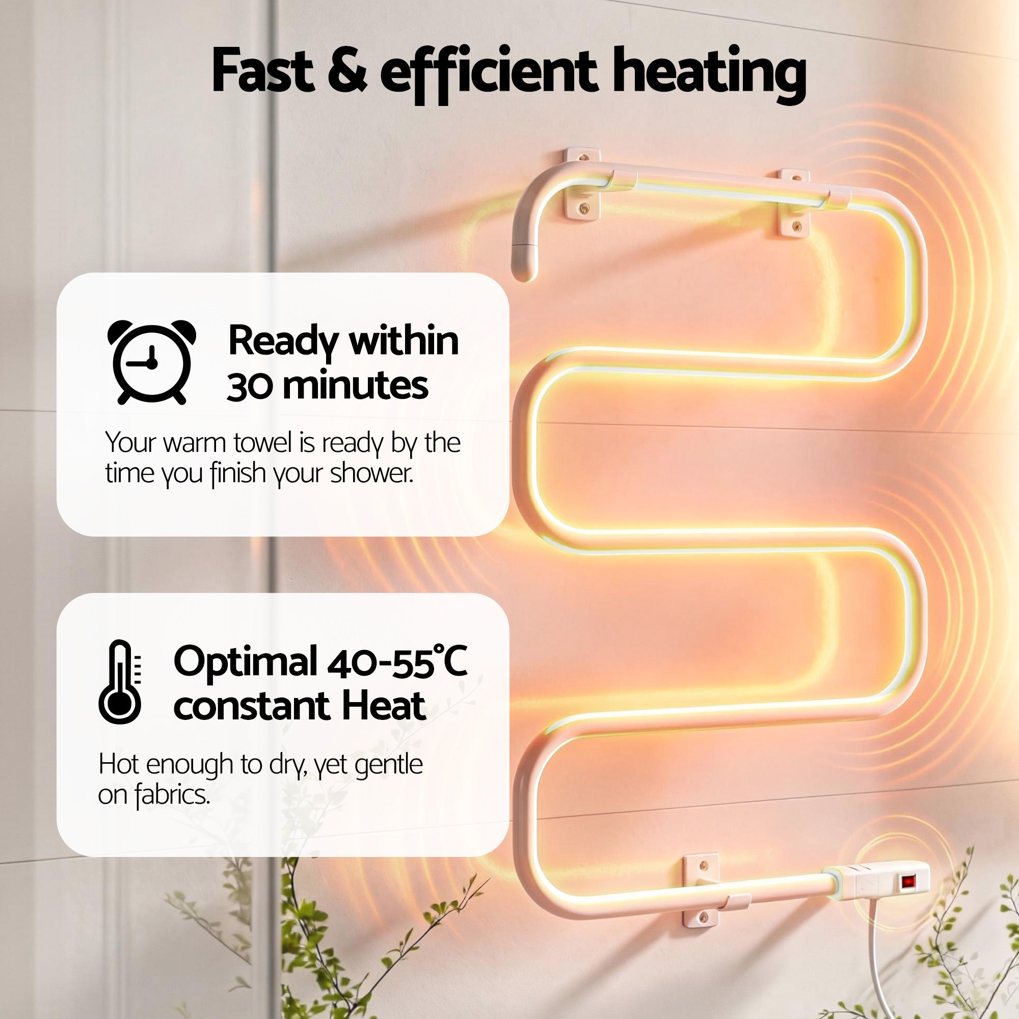 Devanti Heated Towel Rail Freestanding Wall Mounted S-Shape Electric Warmer Rack TW-C-102S-SS