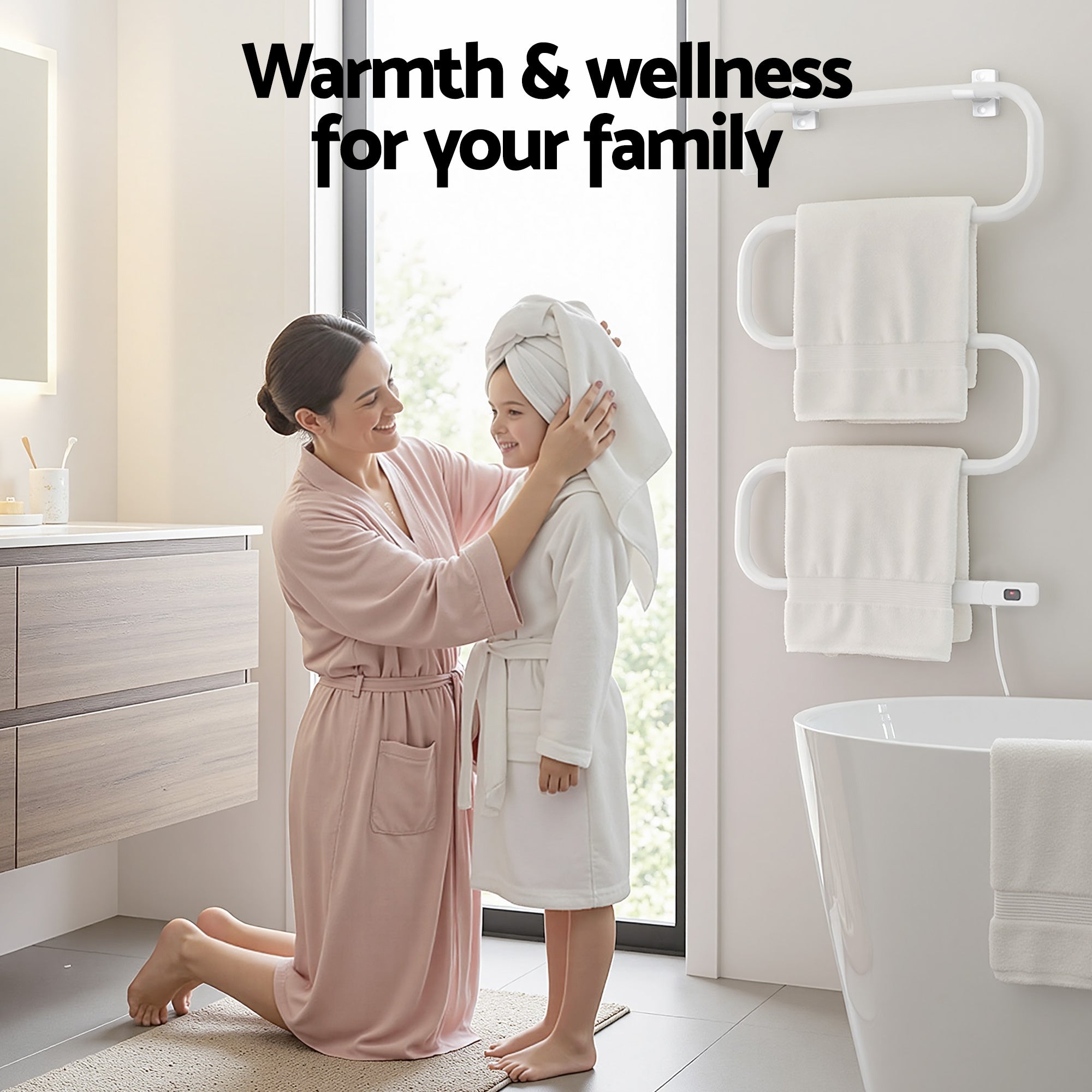 Devanti Heated Towel Rail Freestanding Wall Mounted S-Shape Electric Warmer Rack TW-C-102S-SS