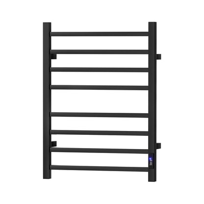 Devanti Heated Towel Rail 8 Square Bars with Timer Electric Heater Warmer Rack TW-C-109SW-8T-BK