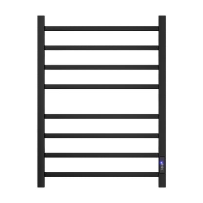 Devanti Heated Towel Rail 8 Square Bars with Timer Electric Heater Warmer Rack TW-C-109SW-8T-BK