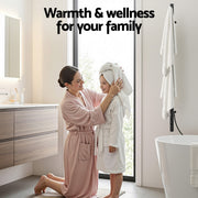 Devanti Heated Towel Rail with Timer Vertical Electric Heater Warmer Rack Black TW-C-109W-1T-BK