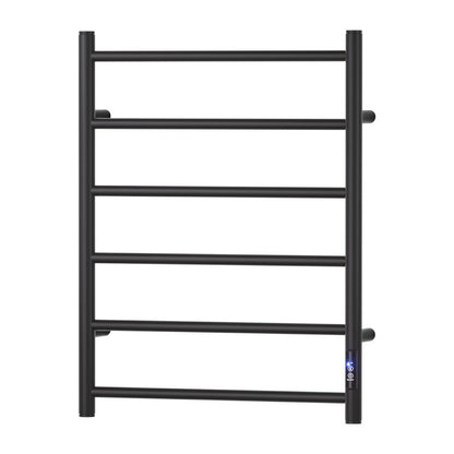 Devanti Heated Towel Rail 6 Round Bars with Timer Electric Heater Warmer Rack TW-C-109W-6T-BK