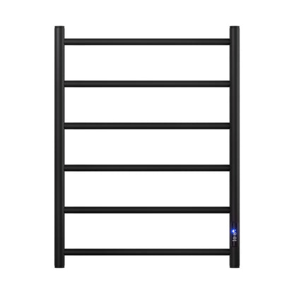 Devanti Heated Towel Rail 6 Round Bars with Timer Electric Heater Warmer Rack TW-C-109W-6T-BK