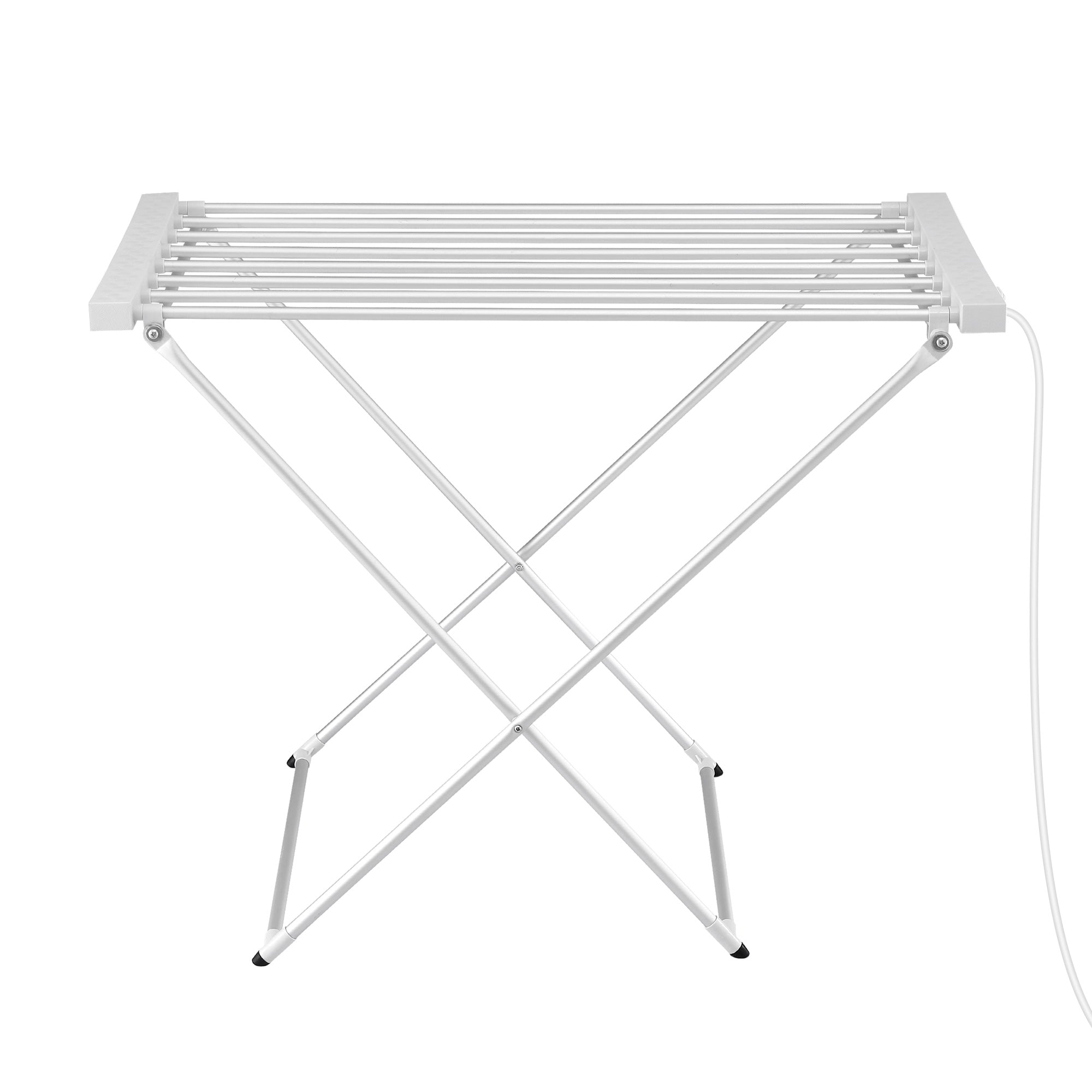 Devanti Heated Towel Rail Electric Clothes Airer Foldable Drying Rack 8 Bars TW-C-701Y-ALUM