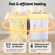 Devanti Heated Towel Rail Electric Clothes Airer Foldable Drying Rack 8 Bars TW-C-701Y-ALUM