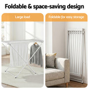 Devanti Heated Towel Rail Electric Clothes Airer Foldable Drying Rack 8 Bars TW-C-701Y-ALUM