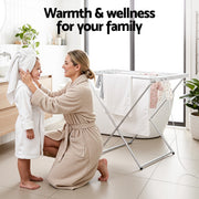 Devanti Heated Towel Rail Electric Clothes Airer Foldable Drying Rack 8 Bars TW-C-701Y-ALUM