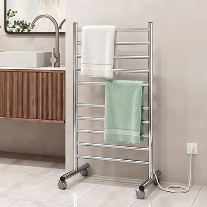 Devanti 10-Bar Freestanding Heated Towel Rail 3-5 Mins Fast Heating Electric Towel Warmer for Bathroom Winter TW-C-8T-STA1