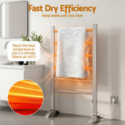 Devanti Electric Heated Towel Rail Rack 6 Bars Freestanding Clothes Dry Warmer TW-C-F-ALUM