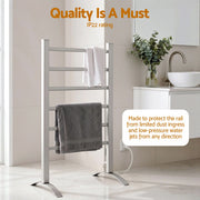 Devanti Electric Heated Towel Rail Rack 6 Bars Freestanding Clothes Dry Warmer TW-C-F-ALUM