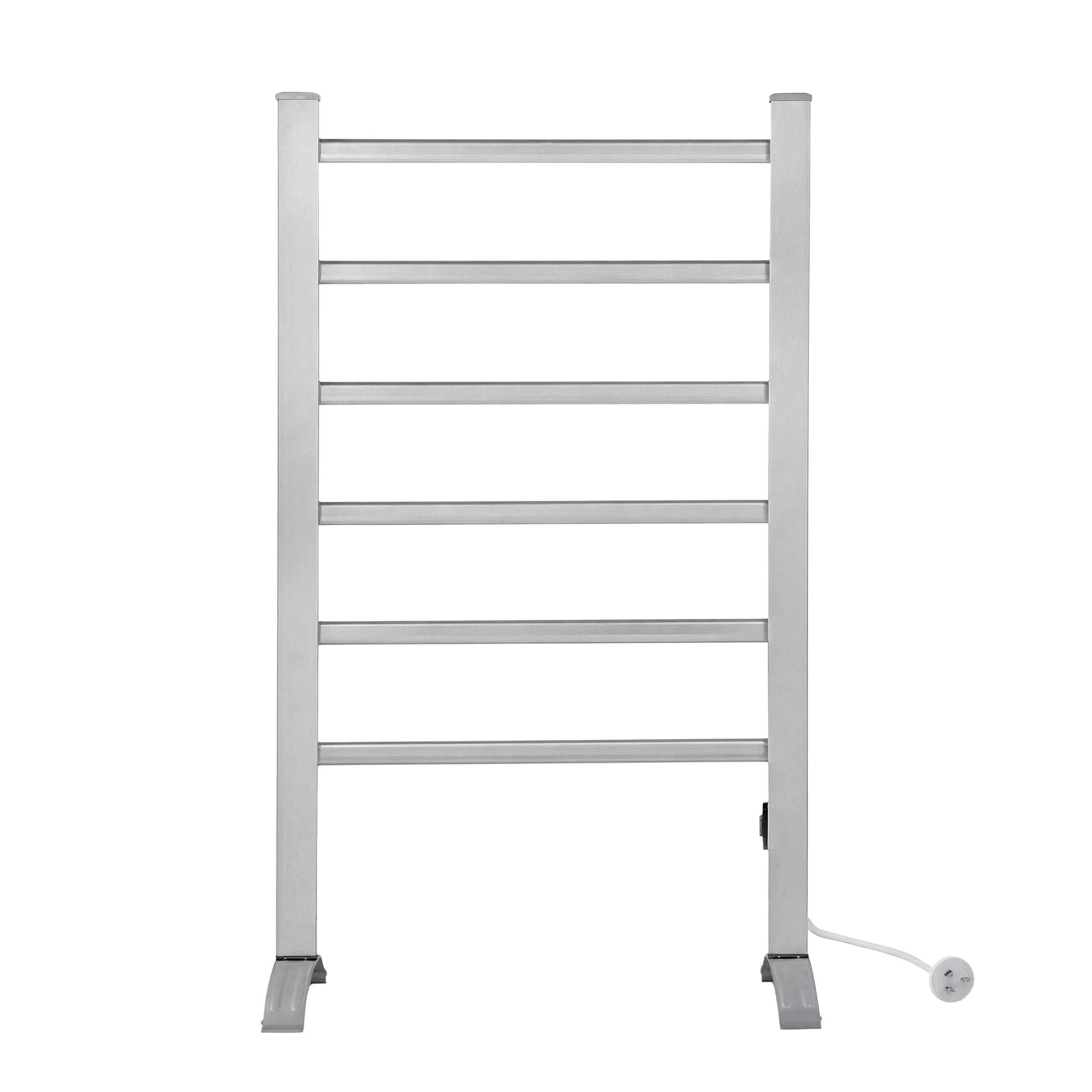Devanti Electric Heated Towel Rail Rack 6 Bars Freestanding Clothes Dry Warmer TW-C-F-ALUM