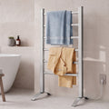 Devanti Electric Heated Towel Rail Rack 6 Bars with Timer Clothes Dry Warmer TW-C-F-ALUM-TM