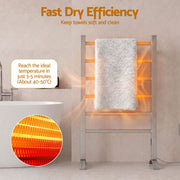 Devanti Electric Heated Towel Rail Rack 6 Bars with Timer Clothes Dry Warmer TW-C-F-ALUM-TM