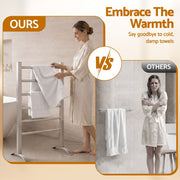 Devanti Electric Heated Towel Rail Rack 6 Bars with Timer Clothes Dry Warmer TW-C-F-ALUM-TM