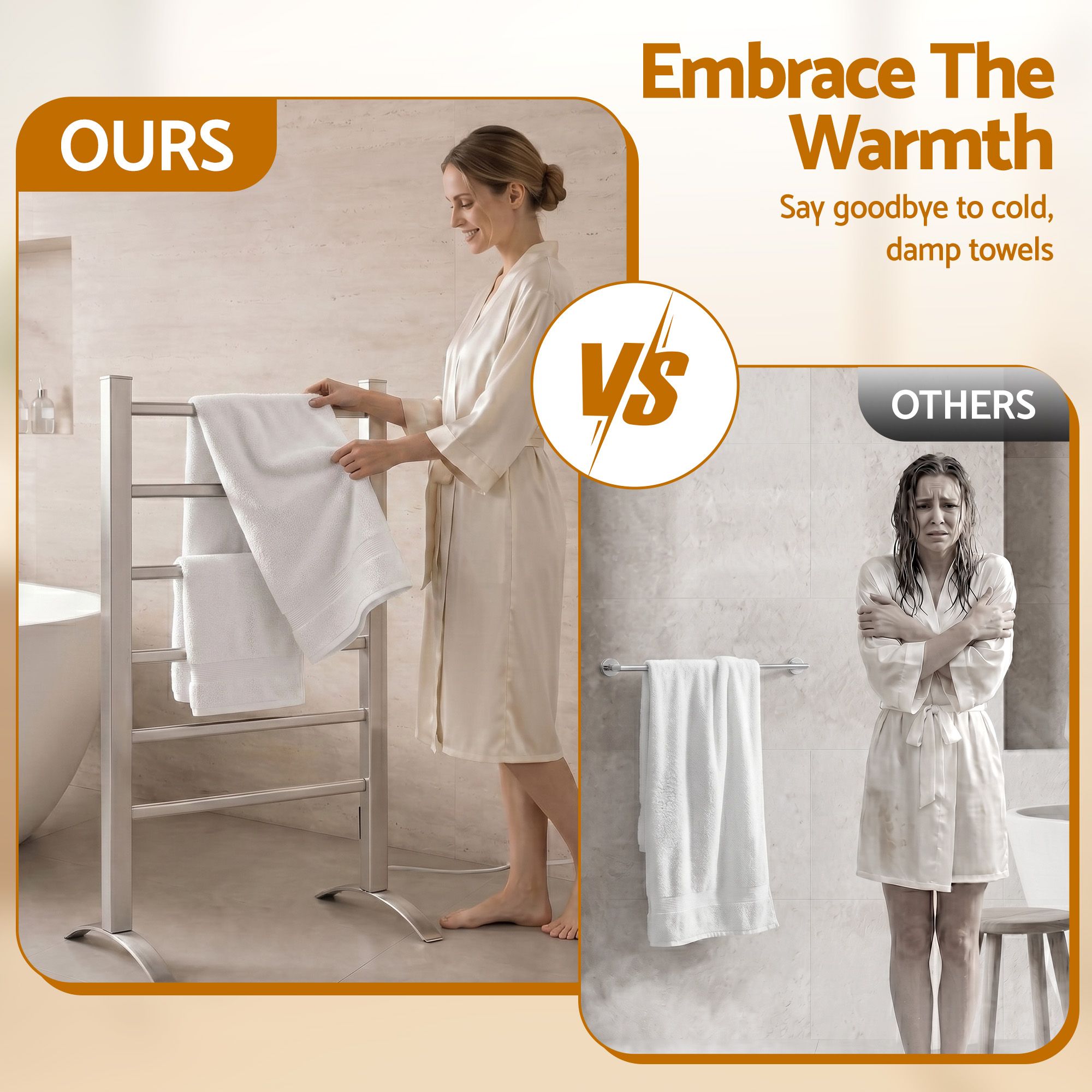 Devanti Electric Heated Towel Rail Rack 6 Bars with Timer Clothes Dry Warmer TW-C-F-ALUM-TM