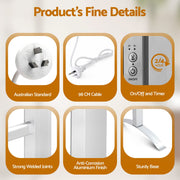Devanti Electric Heated Towel Rail Rack 6 Bars with Timer Clothes Dry Warmer TW-C-F-ALUM-TM