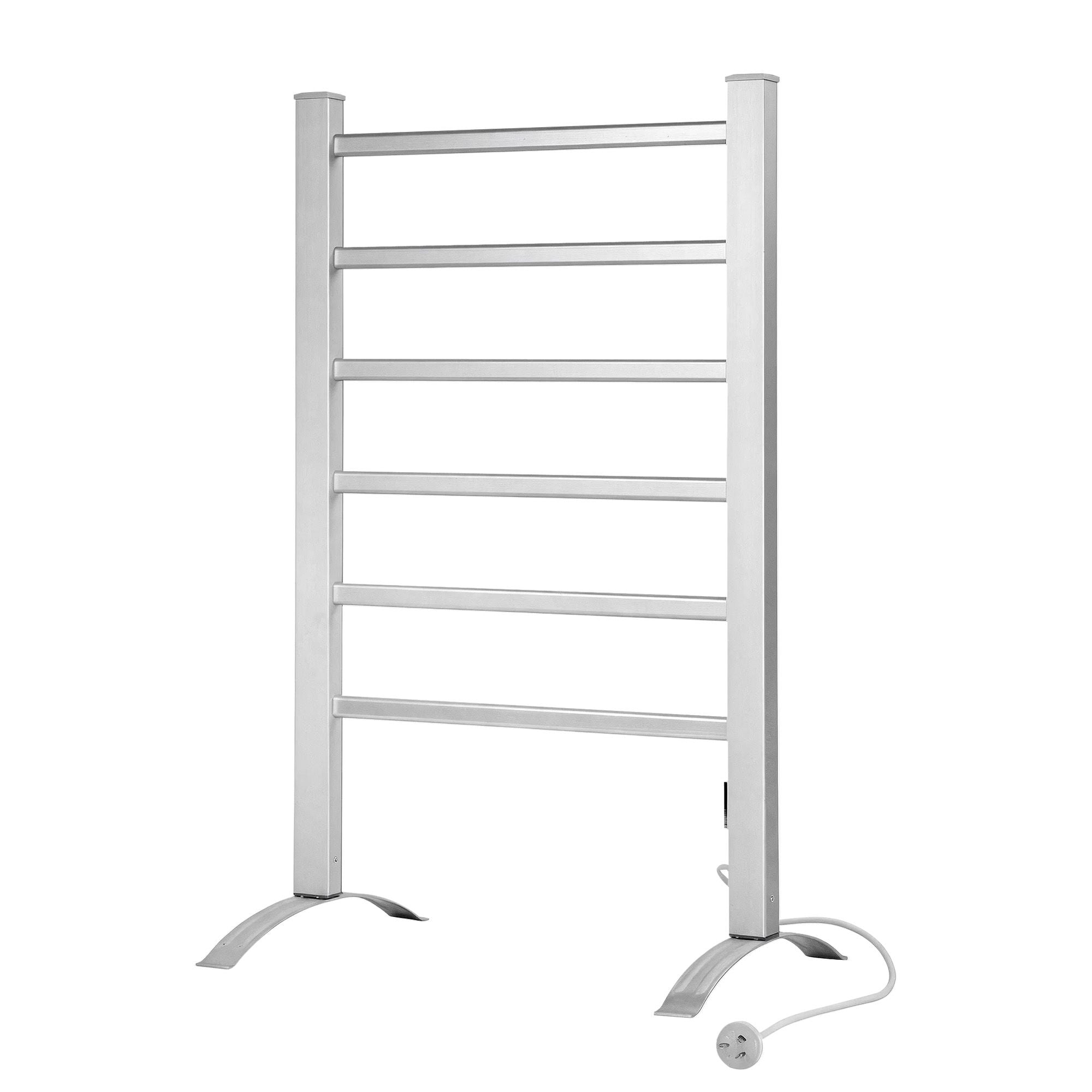 Devanti Electric Heated Towel Rail Rack 6 Bars with Timer Clothes Dry Warmer TW-C-F-ALUM-TM