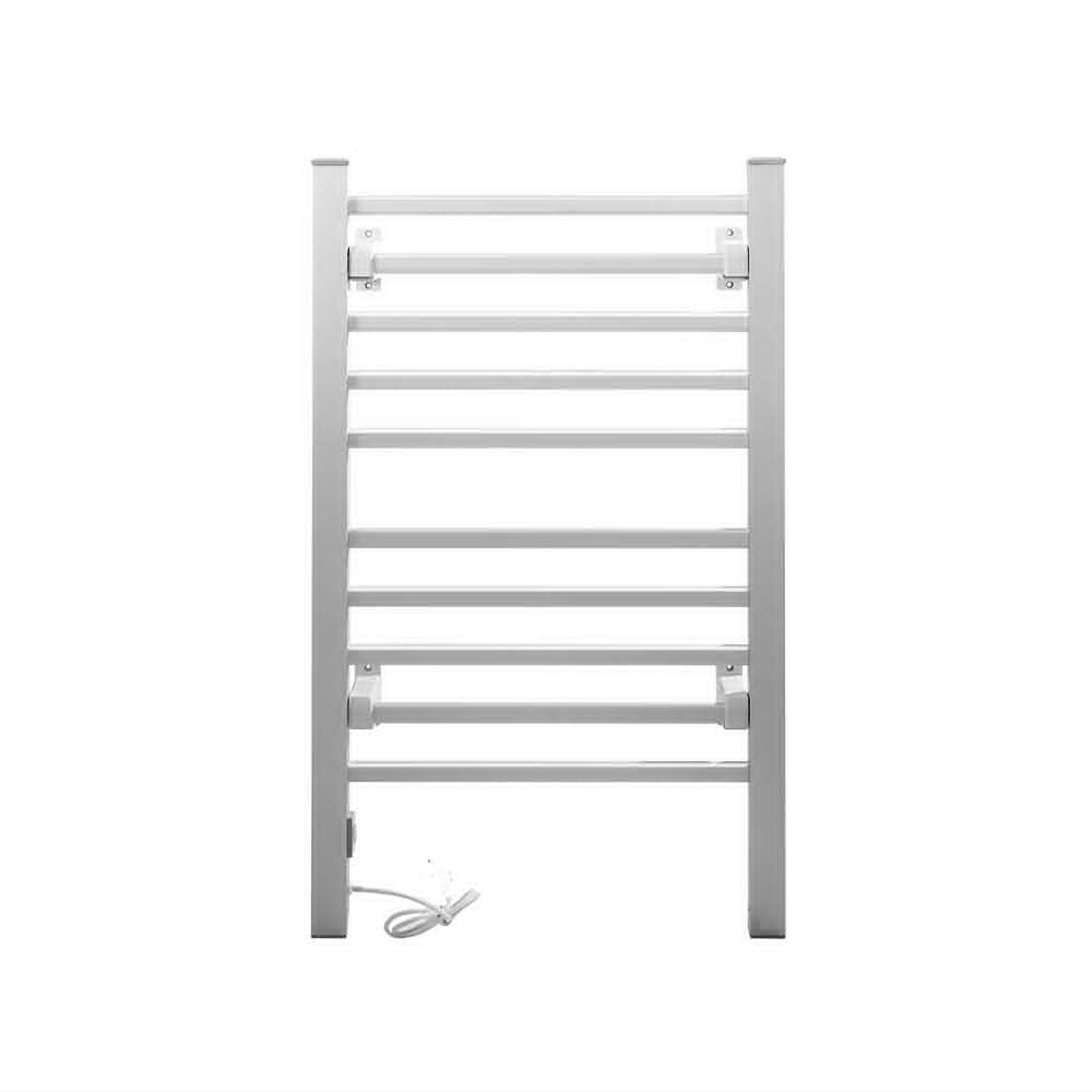 Devanti Electric Heated Towel Rail Rack 10 Bars Freestanding Clothes Dry Warmer TW-C-FW-10-ALUM