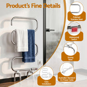 Devanti Electric Heated Towel Rail Rack 5 Bars Freestanding Clothes Dry Warmer TW-C-S-SS