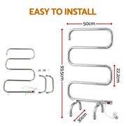 Devanti Electric Heated Towel Rail Rack 5 Bars Freestanding Clothes Dry Warmer TW-C-S-SS