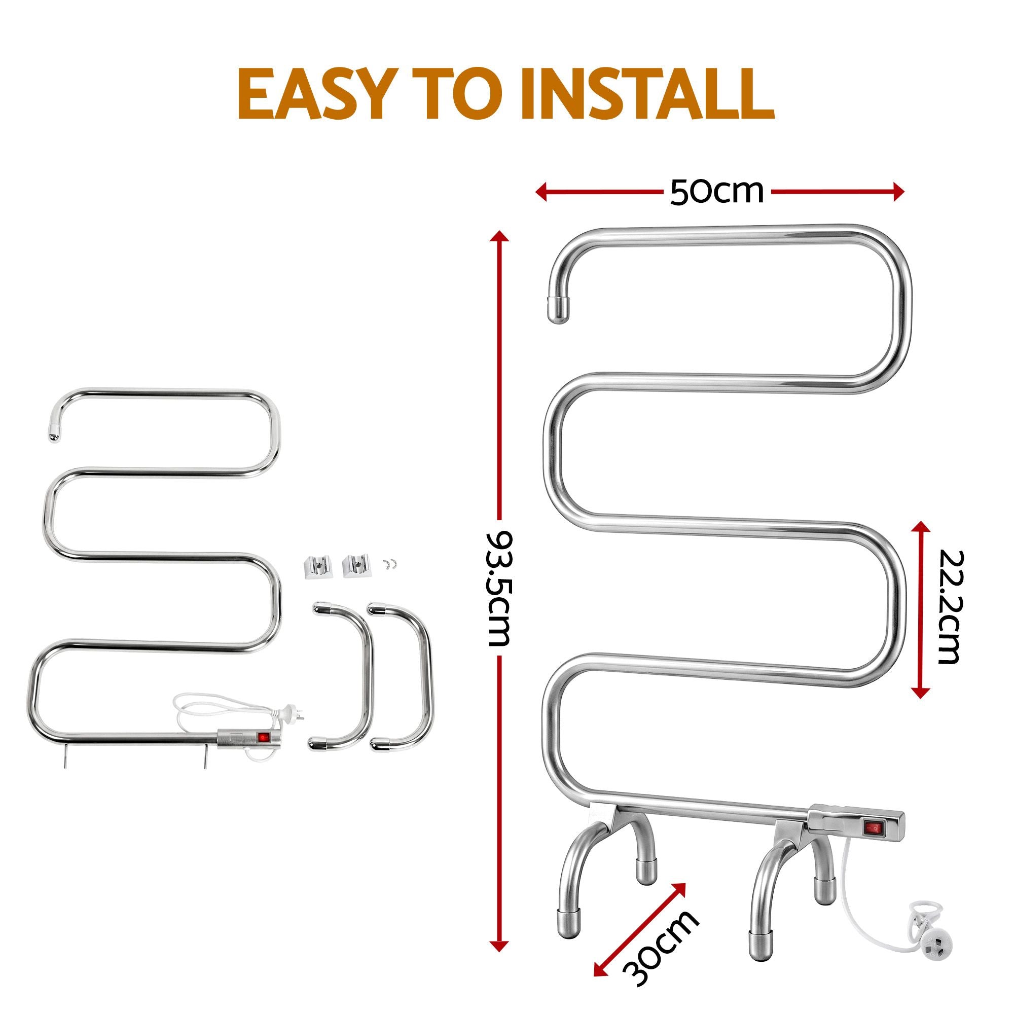 Devanti Electric Heated Towel Rail Rack 5 Bars Freestanding Clothes Dry Warmer TW-C-S-SS