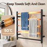 Devanti Electric Heated Towel Rail Rack 5 Bars Wall Mounted Clothes Dry Warmer TW-C-WALL-5-BK