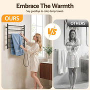Devanti Electric Heated Towel Rail Rack 5 Bars Wall Mounted Clothes Dry Warmer TW-C-WALL-5-BK