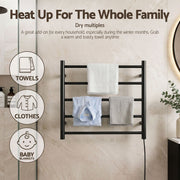 Devanti Electric Heated Towel Rail Rack 5 Bars Wall Mounted Clothes Dry Warmer TW-C-WALL-5-BK