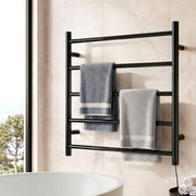 Devanti Electric Heated Towel Rail Rack 5 Bars Wall Mounted Clothes Dry Warmer TW-C-WALL-5-BK