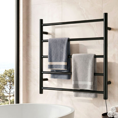 Devanti Electric Heated Towel Rail Rack 5 Bars Wall Mounted Clothes Dry Warmer TW-C-WALL-5-BK