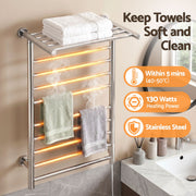 Devanti Electric Heated Towel Rail Rack 14 Bars Wall Mounted Clothes Dry Warmer TW-C-WALL-L