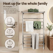 Devanti Electric Heated Towel Rail Rack 14 Bars Wall Mounted Clothes Dry Warmer TW-C-WALL-L