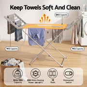 Devanti Electric Heated Towel Rail Rack 18 Bars Freestanding Clothes Dry Warmer TW-C-Y-ALUM