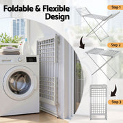 Devanti Electric Heated Towel Rail Rack 18 Bars Freestanding Clothes Dry Warmer TW-C-Y-ALUM